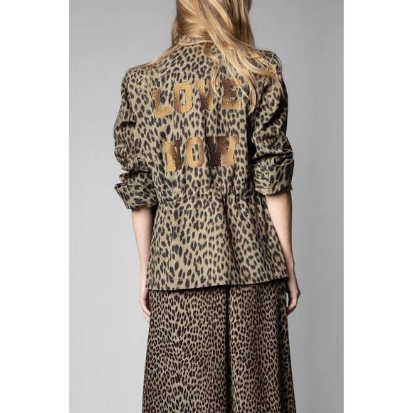 NEW ZADIG & VOLTAIRE kayaka leopard jacket in kaki - Picture 3 of 3